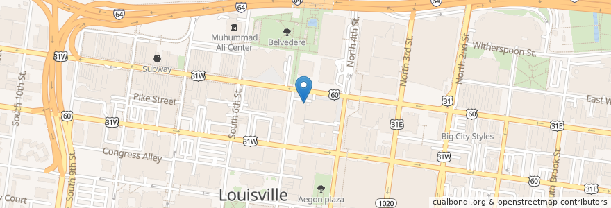 Mapa de ubicacion de Starbucks en 미국, Kenekuke, Jefferson County, Louisville.