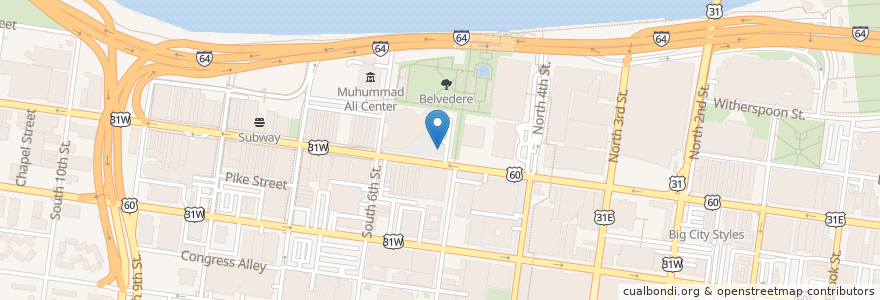 Mapa de ubicacion de SCENE at the Center en Amerika Syarikat, Kentucky, Jefferson County, Louisville.