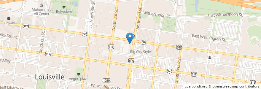 Mapa de ubicacion de The Bistro at the Courtyard en アメリカ合衆国, ケンタッキー州, Jefferson County, Louisville.