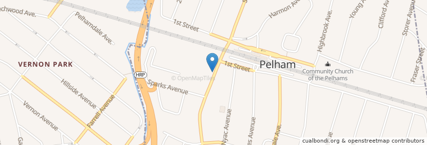 Mapa de ubicacion de Roclwells en ایالات متحده آمریکا, New York, Westchester County, Town Of Pelham, Pelham.