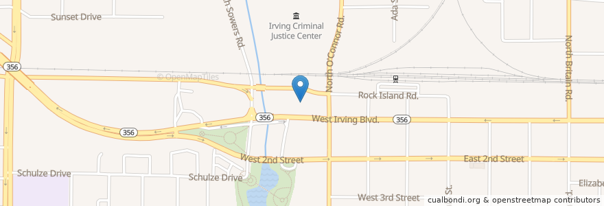 Mapa de ubicacion de Joe's Coffee Shop en アメリカ合衆国, テキサス州, Dallas County, Irving.