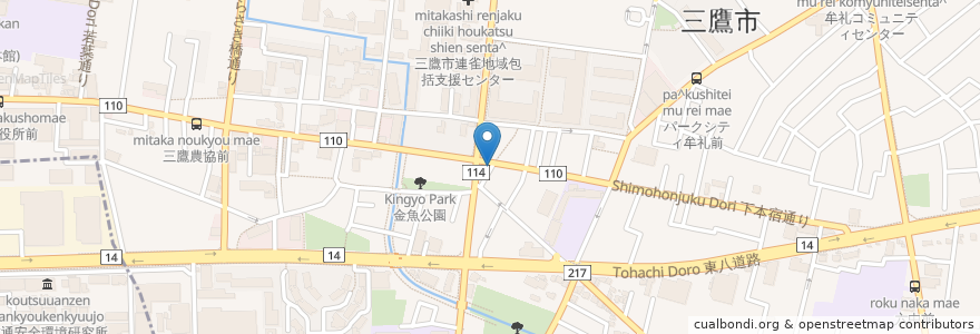 Mapa de ubicacion de おおたに動物病院 en Japão, Tóquio, 三鷹市.