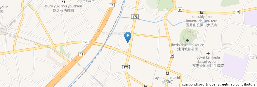 Mapa de ubicacion de 銀のさら 池田店 en 日本, 大阪府, 池田市.
