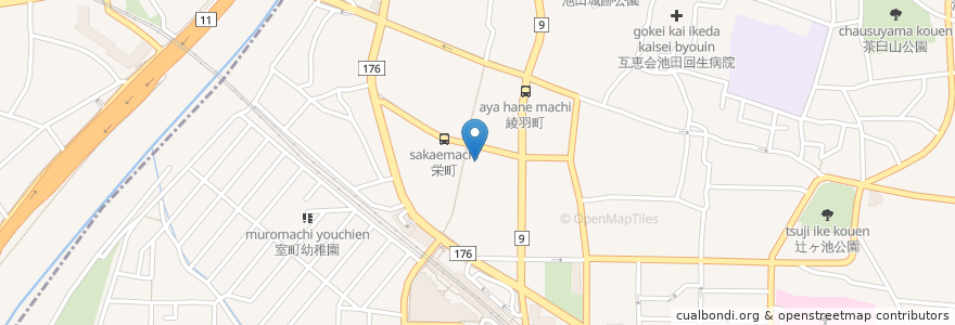Mapa de ubicacion de 西村内科 en Japan, Osaka Prefecture, Ikeda.