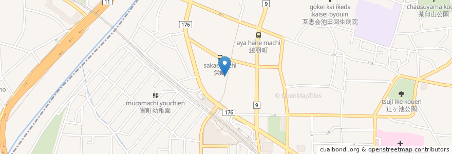 Mapa de ubicacion de 笑福中華 恵美寿 en 日本, 大阪府, 池田市.