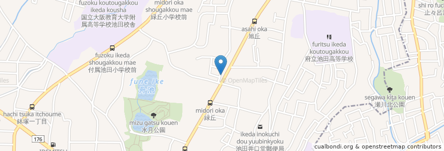 Mapa de ubicacion de 喫茶フォーゲル en اليابان, أوساكا, 池田市.