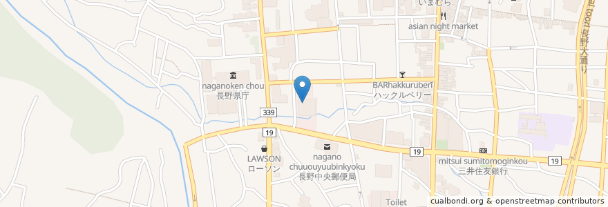 Mapa de ubicacion de 信毎カフェ en Japan, Präfektur Nagano, 長野市.