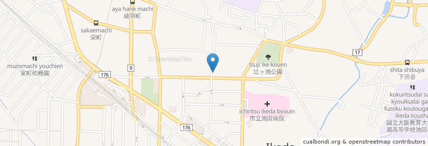 Mapa de ubicacion de 五月山薬局 en Japão, 大阪府, 池田市.