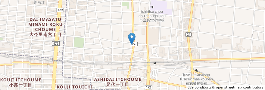 Mapa de ubicacion de 花月寿し en 日本, 大阪府, 東大阪市.