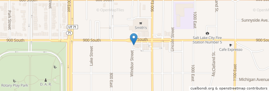 Mapa de ubicacion de East Liberty Tap House en 미국, 유타 주, Salt Lake County, Salt Lake City.