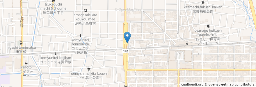 Mapa de ubicacion de トリノ en 日本, 兵庫県, 尼崎市.