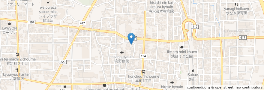 Mapa de ubicacion de 西福寺 en Japonya, 福井県, 鯖江市.