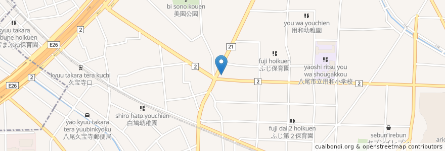Mapa de ubicacion de ココス 八尾宮町店 en 日本, 大阪府, 八尾市.