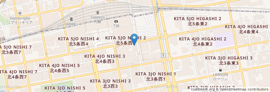 Mapa de ubicacion de ココカラファイン 札幌駅前北4条店 en Japan, Präfektur Hokkaido, 石狩振興局, 札幌市, 中央区.