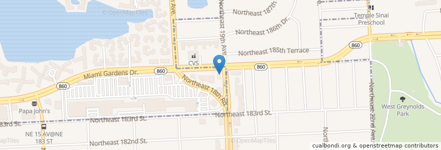Mapa de ubicacion de Wendy's en Vereinigte Staaten Von Amerika, Florida, Miami-Dade County, North Miami Beach.