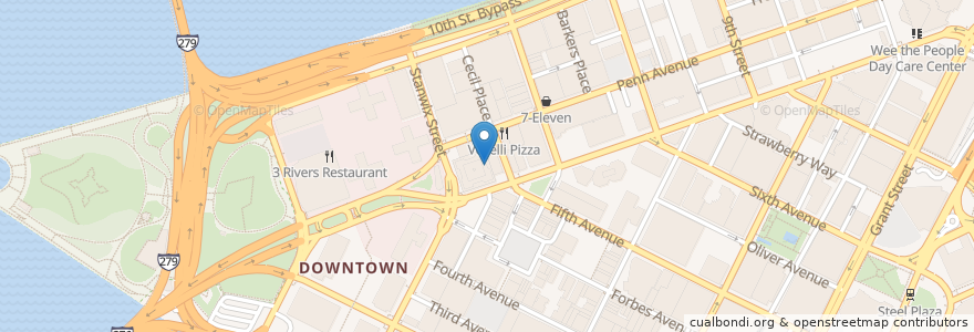 Mapa de ubicacion de Rosso Pizzeria en Estados Unidos De América, Pensilvania, Allegheny County, Pittsburgh.