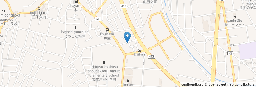 Mapa de ubicacion de 鶴寿司 en 日本, 神奈川県, 厚木市.