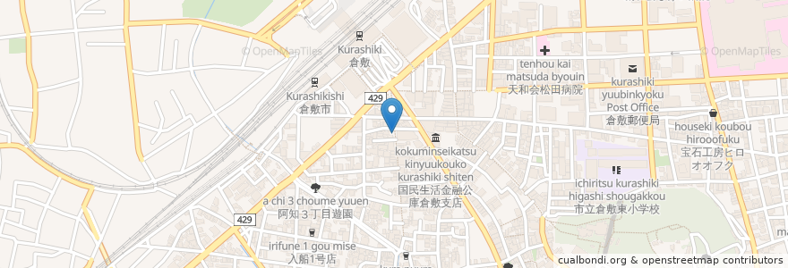 Mapa de ubicacion de お好み焼き・鉄板焼き　千 en 日本, 岡山県, 倉敷市.