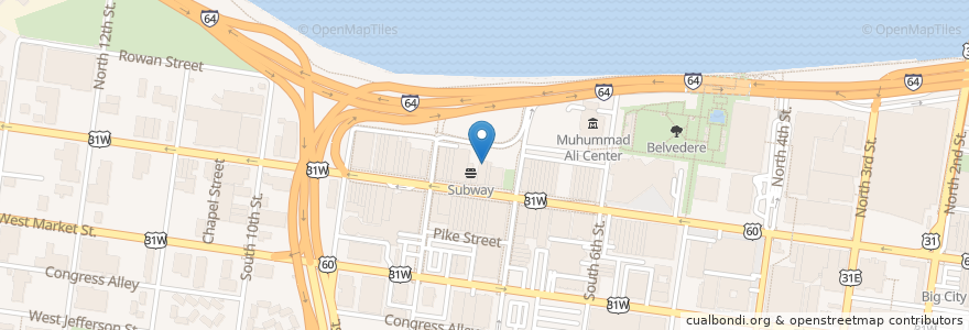 Mapa de ubicacion de Maker/Cafe en États-Unis D'Amérique, Kentucky, Jefferson County, Louisville.