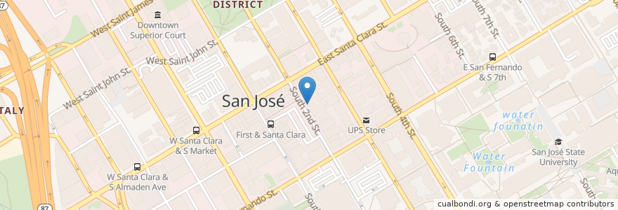 Mapa de ubicacion de CommonGrounds en Vereinigte Staaten Von Amerika, Kalifornien, Santa Clara County, San Jose.