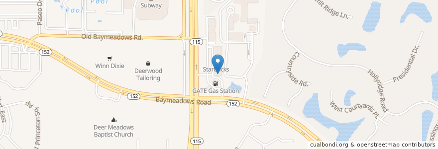 Mapa de ubicacion de Pizza Hut en United States, Florida, Duval County, Jacksonville.