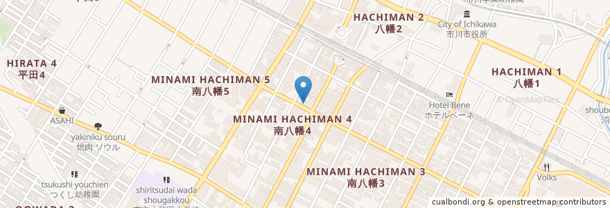 Mapa de ubicacion de 市川南八幡郵便局 en اليابان, 千葉県, 市川市.