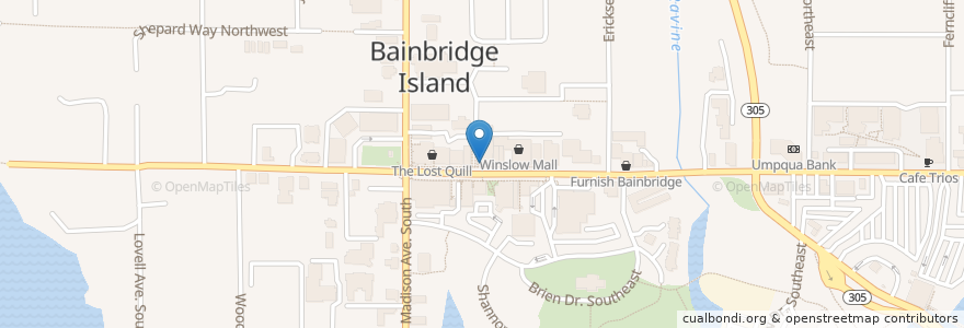 Mapa de ubicacion de Blackbird Bakery en Соединённые Штаты Америки, Вашингтон, Kitsap County, Bainbridge Island.