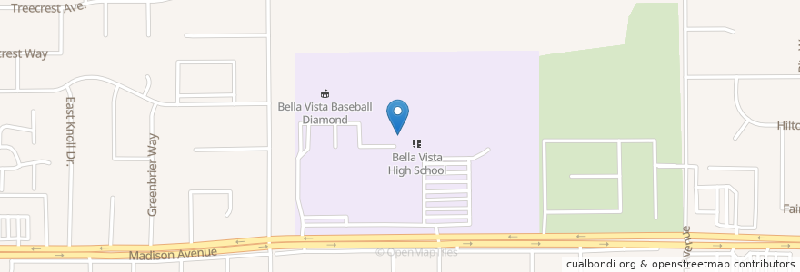Mapa de ubicacion de Bella Vista High School en Соединённые Штаты Америки, Калифорния, Sacramento County.