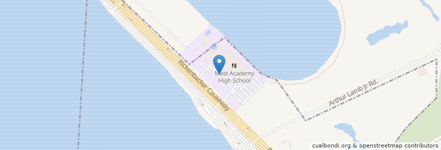 Mapa de ubicacion de MAST Academy Parking Garage en Vereinigte Staaten Von Amerika, Florida, Miami-Dade County, Miami.