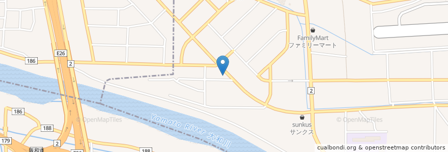 Mapa de ubicacion de あきない 八尾南店 en 日本, 大阪府, 八尾市.