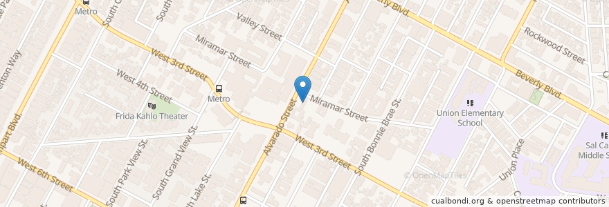 Mapa de ubicacion de Miramar Car Wash en アメリカ合衆国, カリフォルニア州, Los Angeles County, ロサンゼルス.