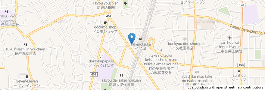 Mapa de ubicacion de 日高屋 en Jepun, 東京都, 足立区.