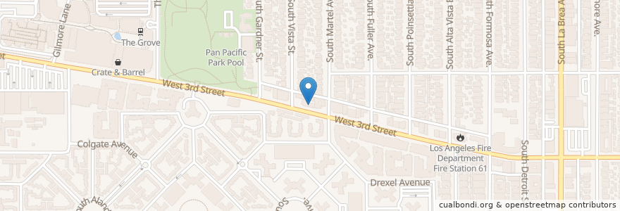 Mapa de ubicacion de B'koah Bakery & Cafe en Vereinigte Staaten Von Amerika, Kalifornien, Los Angeles County, Los Angeles.