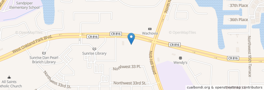 Mapa de ubicacion de Chase Bank en 미국, 플로리다주, Broward County, Sunrise.