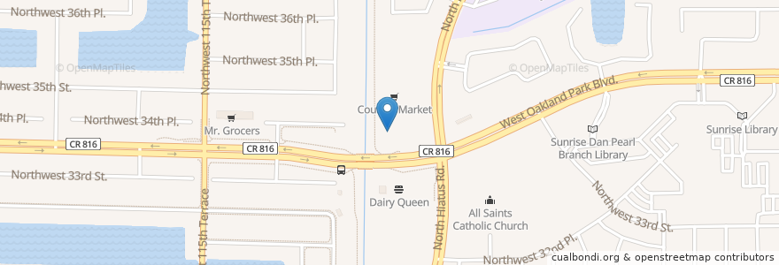 Mapa de ubicacion de DQ Grill & Chill en Amerika Birleşik Devletleri, Florida, Broward County, Sunrise.
