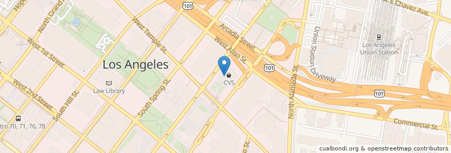 Mapa de ubicacion de Los Angeles Federal Credit Union - LA Mall Branch en الولايات المتّحدة الأمريكيّة, كاليفورنيا, مقاطعة لوس أنجلس, لوس أنجلس.