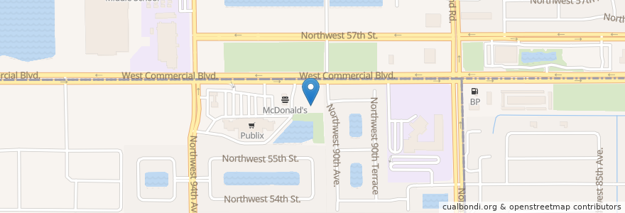 Mapa de ubicacion de Bru's Room en Amerika Birleşik Devletleri, Florida, Broward County, Sunrise, Tamarac.