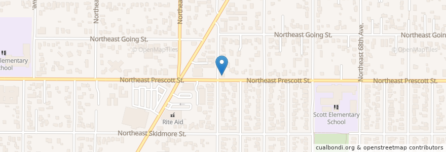 Mapa de ubicacion de Prescott Cafe en Stati Uniti D'America, Oregon, Portland, Multnomah County.