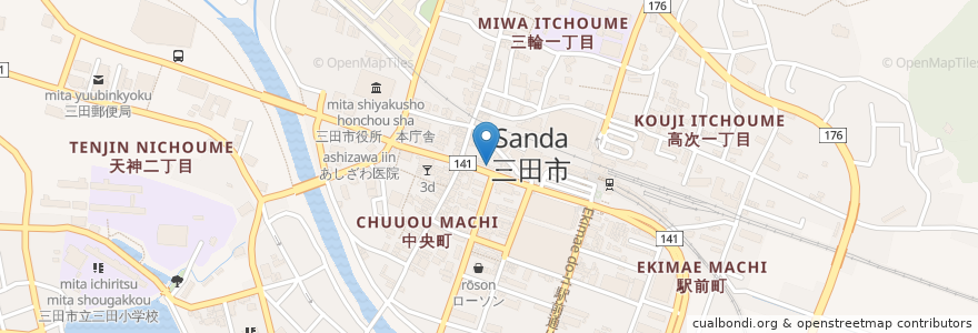 Mapa de ubicacion de 博多麺々 en 日本, 兵庫県, 三田市.