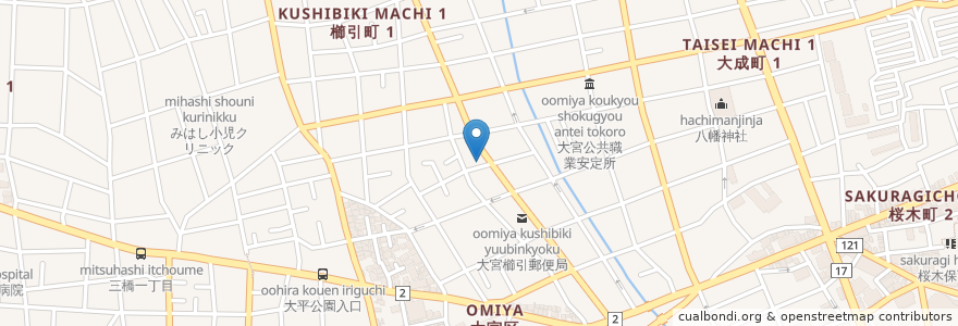 Mapa de ubicacion de お好み焼道とん堀大宮櫛引店 en Japan, 埼玉県, さいたま市, 大宮区.