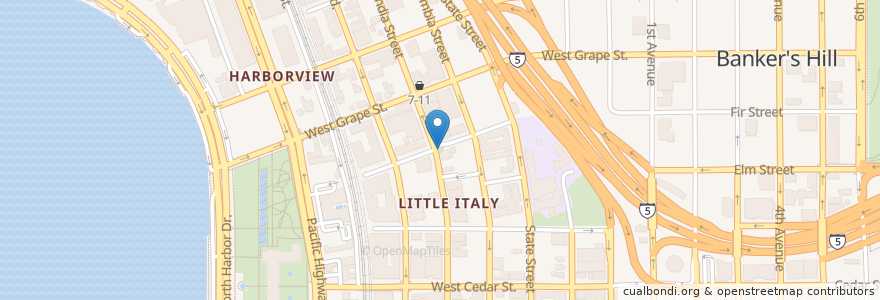 Mapa de ubicacion de Piazza Basilone en Amerika Birleşik Devletleri, Kaliforniya, San Diego County, San Diego.