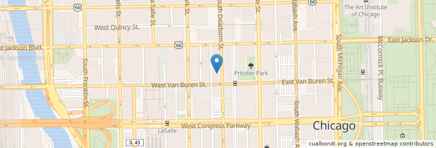 Mapa de ubicacion de Harry's Sandiwch Shop en アメリカ合衆国, イリノイ州, シカゴ.