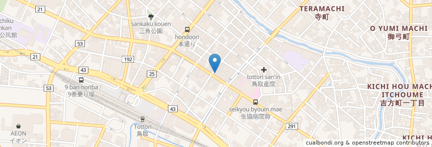 Mapa de ubicacion de 鳥取美食こころびKOKOROBI en ژاپن, 鳥取県, 鳥取市.