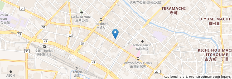 Mapa de ubicacion de 酒処　わさび en ژاپن, 鳥取県, 鳥取市.