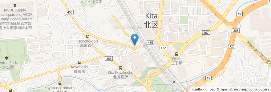 Mapa de ubicacion de コインズ王子 en 日本, 东京都/東京都, 北区.