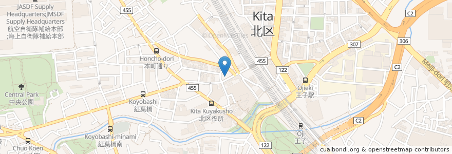 Mapa de ubicacion de Cafe wind en ژاپن, 東京都, 北区.