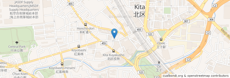Mapa de ubicacion de 居酒屋狸 en Japan, 東京都, 北区.