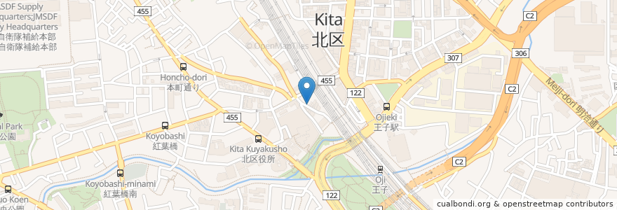 Mapa de ubicacion de キッチンハマダ en Japão, Tóquio, 北区.