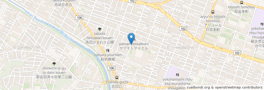 Mapa de ubicacion de てっぱん en 일본, 가나가와현, 요코하마시, 港北区.