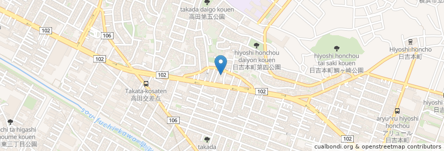 Mapa de ubicacion de ホンダカーレンタカー共立 en Japon, Préfecture De Kanagawa, 横浜市, 港北区.